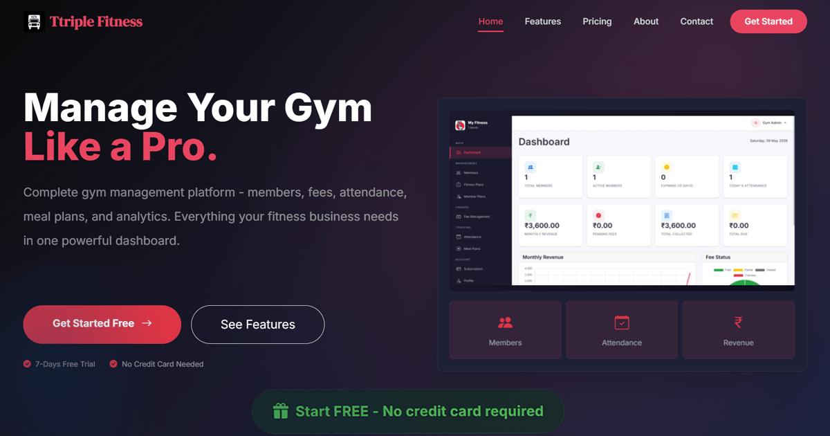 Gym Management Software | Members, Fees & Attendance - Ttriple Fitness