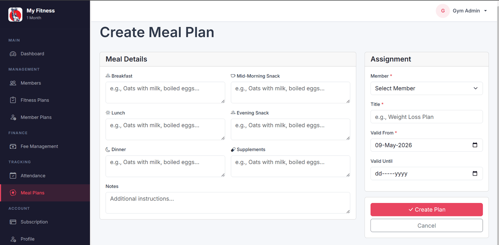 Ttriple Fitness - Meal Plans